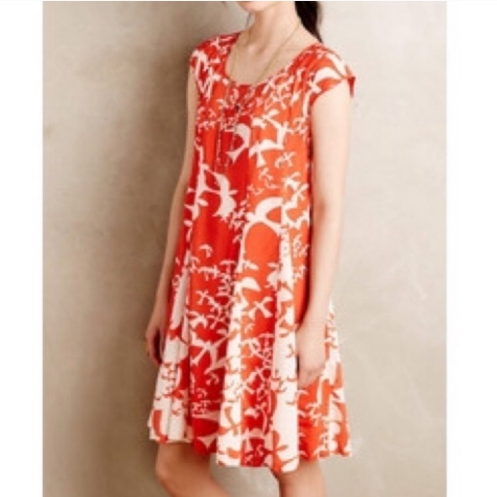 Maeve Vibrant Orange and White Mini Dress